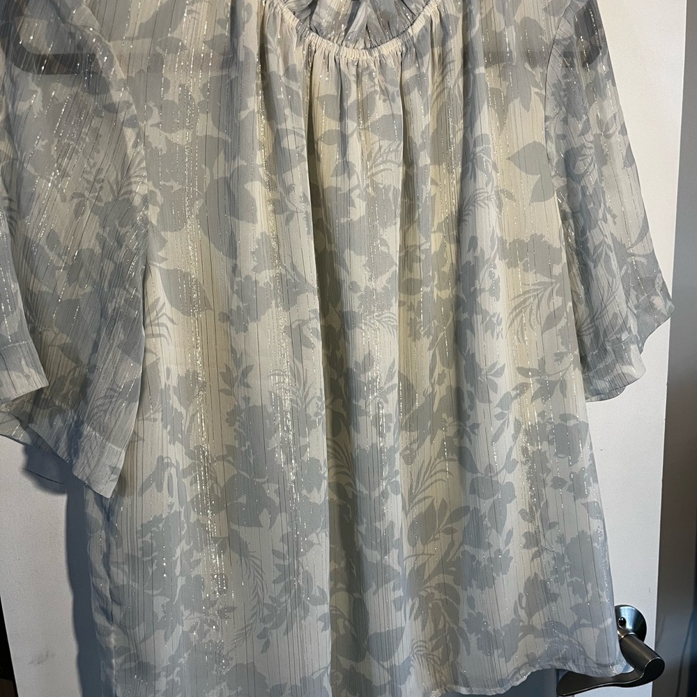 Ann Taylor blouse in Silver and Cream